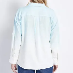 J Jason Wu NWT‎ Blue White Dip Dye Oversized Linen Blend Button Down Shirt XL thumbnail 2