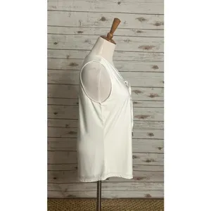 White House Black Market ivory casual MJ lace-up sleeveless tank Size Large thumbnail 4