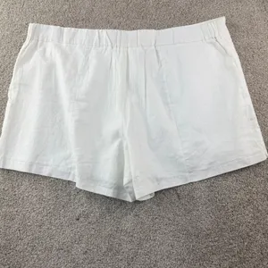 Cream Linen Blend Shorts Womens 26W High Rise Tailored Minimal Chic Summer‎ New thumbnail 10