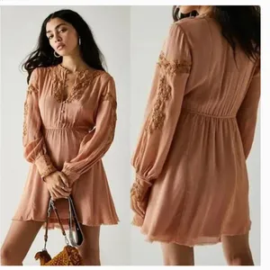 NWOT Free People X FP One Paige Peach Mini Dress Sand/Sable thumbnail 2
