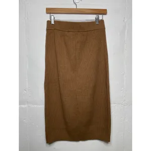 NEW Gap Ribbed Stretch Midi Skirt Camel Tan Size Medium thumbnail 4
