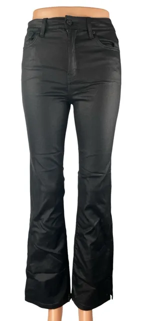 Hidden Women's Black Coated High Rise Skinny Flared Bootcut Trouser Pants Sz 25 thumbnail 1