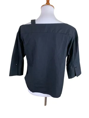 Sense Of Place By Urban Research Black‎ Asymmetrical Boat Neck Top Minimalist thumbnail 3
