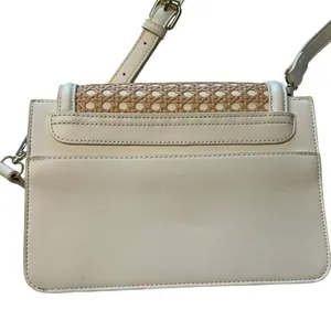 Madison West Jolene Woven Straw‎ Shoulder Bag Purse White Beige Coastal Coquette thumbnail 5