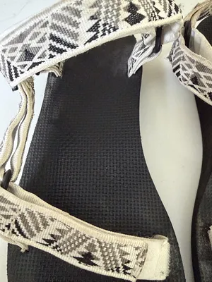 Teva Black Sandals with Cream & Gray Patterned Straps thumbnail 2