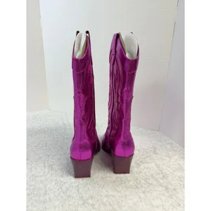 Nine West Keeks3 Metallic Dark Pink Western‎ Cowboy Boots Pointed Toe 6.5 M NEW thumbnail 6