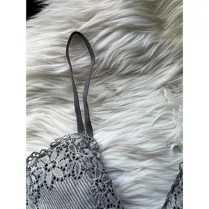 Gray Lace Trim Bralette with Adjustable Straps thumbnail 3