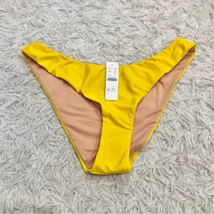 J‎ Crew Curved Waist Cheeky Bikini Bottom Yellow Size Medium thumbnail 2