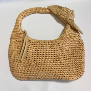 Urban Expression Tan Woven Straw Maple Hobo Bag Knotted Handle Summer Vegan‎ thumbnail 1