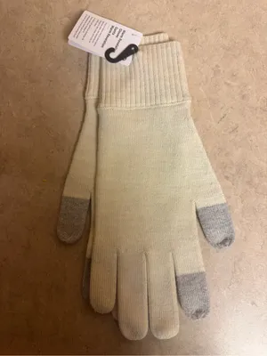 Lululemon Warm Revelation Merino Wool Gloves Cream Gray L NWT thumbnail 2