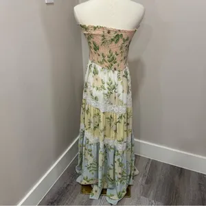 Kiwi + Punch Miami Floral Smocked Tiered Strapless Maxi Dress‎ L thumbnail 4