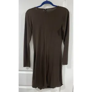 Michael Kors Faux Wrap Dress Brown Gold MK Buckle NWT M thumbnail 4
