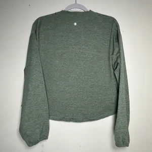Z by Zella Womens‎ Medium Green Heathered Cropped Mock Neck Pullover Long Sleeve thumbnail 2