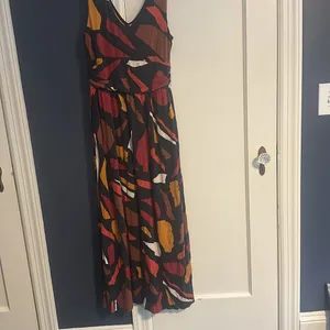 Maeve Red and Orange Sleeveless V-Neck Sundress large lined empire waist thumbnail 2