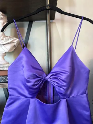 Alice + Olivia Necole Cutout Feather Hem Mini Dress Purple Womens 6 thumbnail 7