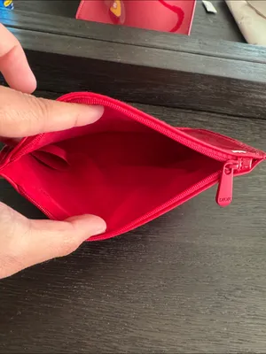 Christian Dior trousse pouch Red shiny Patent CD Embossed cosmetic pouch thumbnail 4