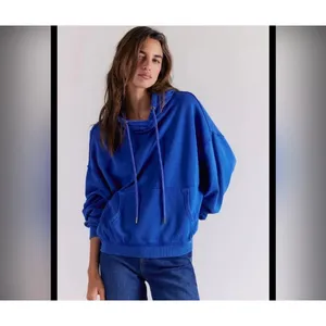 NWT FREE‎ PEOPLE | We The Free of a Feather Hoodie Mazarine Blue Small thumbnail 9