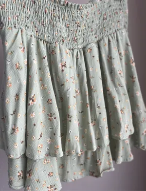 Altar'd State Floral Mini Skirt Ruffle thumbnail 1