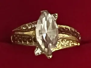 Gorgeous Stainless Steel Golden w/ Cubic Zirconia Gemstones Statement Ring S 7 thumbnail 1