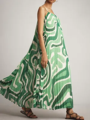 Farm Rio Square Neck Pleated A-Line Maxi Dress, Size M thumbnail 3