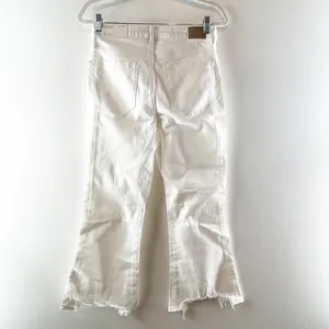 American Eagle Super Hi Rise Crop Flare Chewed Hem Jeans White 29 Short thumbnail 5