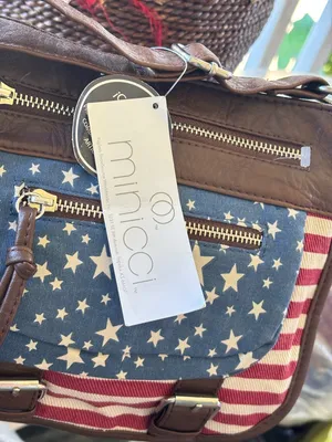 Minicci Americana Stars & Stripes Canvas Crossbody Bag - Brown & Red/White/Blue thumbnail 5