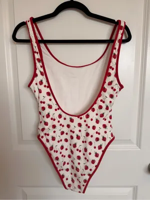 NWOT Pink x Frankie’s Bikinis Strawberry Cherry One Piece Small thumbnail 4