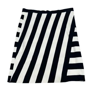 Banana Republic Black White Striped Mini Skirt 12 Stretch Bold‎ thumbnail 1