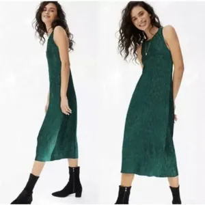 Anthropologie Maeve Twist-Back Velvet Holly Green Sleeveless Midi Dress thumbnail 3