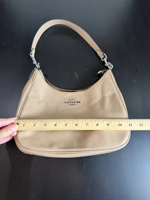 Coach Teri Hobo Bag Purse Beige Leather w Crossbody Strap thumbnail 9