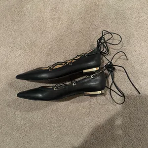 ALDO Ballet Black Alize Pointed Toe Lace-Up Flats thumbnail 6