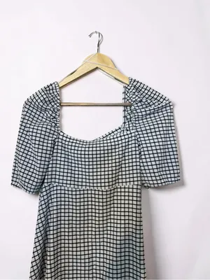 Zara Black and White Checkered Mini Dress - Size Medium thumbnail 4