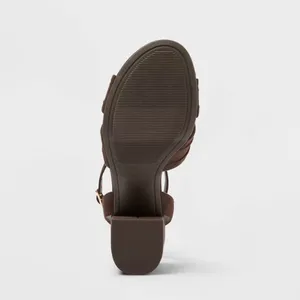 A New Day Size 8 Brown Bibi Strappy Peep Toe Heels thumbnail 4