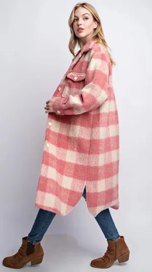 Altar'd State Brushed Long Plaid Shacket thumbnail 3