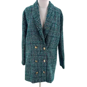 BuddyLove Blue Green‎ and Gold metallic tweed Blazer dress Size Medium thumbnail 4