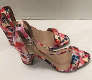 Madden Girl floral heels size 7 ankle strap open toe pink multicolored thumbnail 2