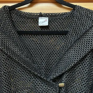 VTG 90s Catalina Black/Gold Mesh Hoodie Top Indie Punk Goth Grungefairy Witchy thumbnail 3