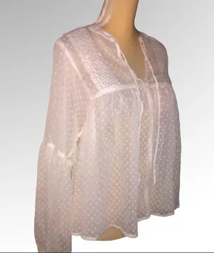 Ana sheer white textured blouse Nwt thumbnail 2
