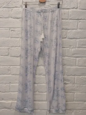 SHABBY CHIC Pajama Set Women Medium 6 Blue Floral Soft 2 PC Stretch Short Sleeve thumbnail 4