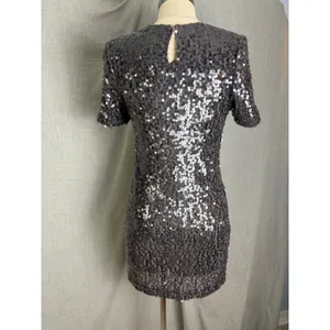 Silver‎ Gray Sequin Short Sleeve Mini Dress Charles Henry XS Party Date thumbnail 2