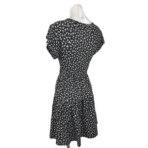 Urban Outfitters Julia Ruffle Black Floral Flutter Sleeve Tiered Mini Dress Sz S thumbnail 3