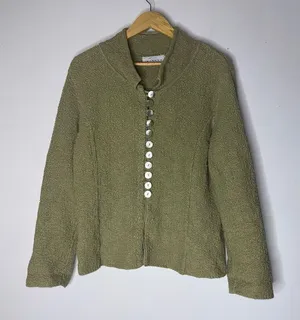 Willow Button-Up Knit Cardigan Sweater Womens Size Small Chucky‎ Knit Green thumbnail 1