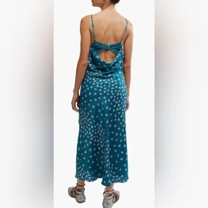 NWOT Free People Gossamer Glow Floral Print Cutout Lace Trim Nightgown Sz L thumbnail 2