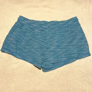 Aerie- Heather Blue Boho Cotton Shorts with Drawstring & Stripes- Size Medium thumbnail 4