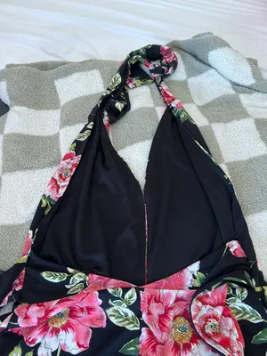 Express Halter Backless Floral Romper thumbnail 6