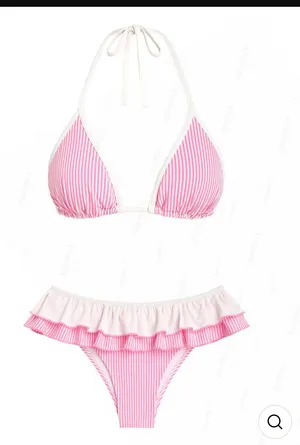 pink striped bikini with ruffles Size XS thumbnail 1