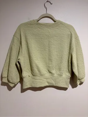 Lululemon Textured Crewneck Pullover Cropped 3/4 Sleeve Sweatshirt Dew Green 4 thumbnail 7
