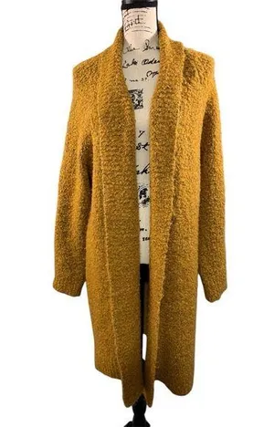 Anthropologie Wool Blend Fluffy Long Line Open Front Fleece Style Coat Sz Lg EUC thumbnail 1