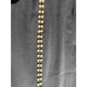 Erez Collections Midi Bedazzled Skirt 100% Wool Gold Studs Slits Black Women's S thumbnail 6
