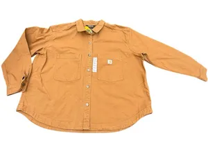 Carhartt Women’s Rugged Flex Heavyweight Duck Overshirt Shacket Brown NWT 2X thumbnail 1